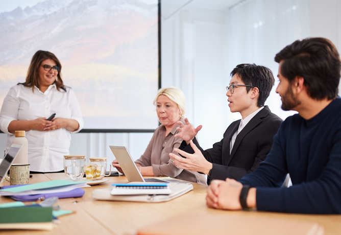 Business students in a classroom