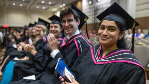 Graduates wearing caps and gowns